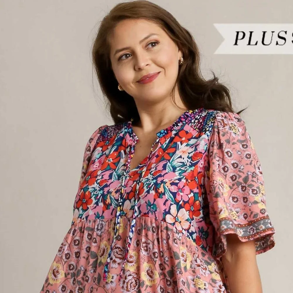 Bohemian Floral Print Maxi Dress - Plus Size XL - Navy Multicolor - Picture 5 of 7